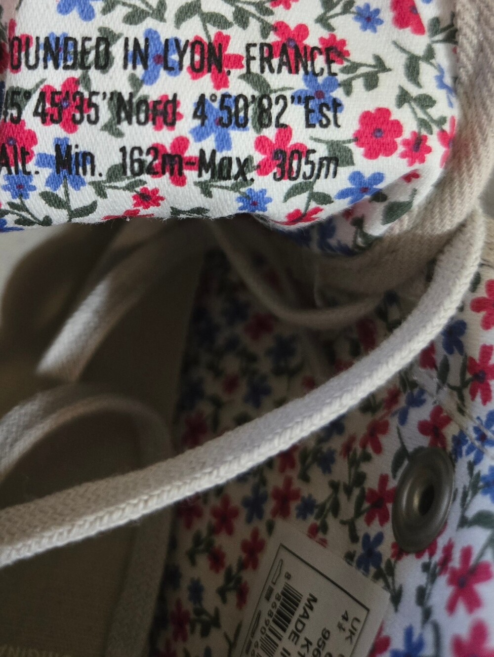 Palladium Women's Canvas Mid Top Sneakers Gray Floral Lining Lace Up Size 6.5 - Picture 6 of 8